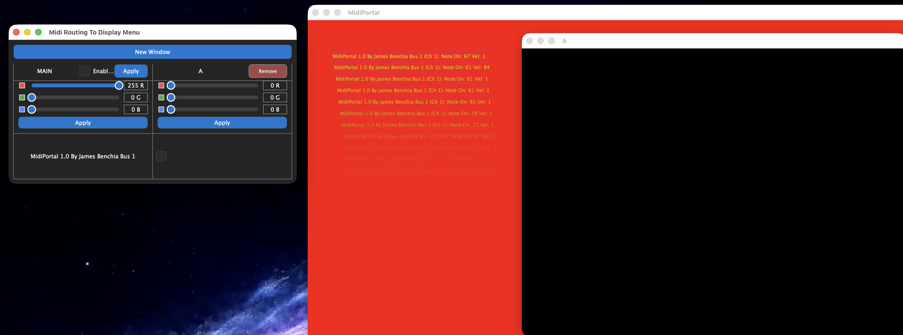 MIDI Portal multiple display windows management
